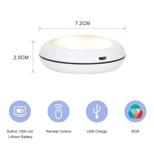 USB Rechangeable RGBW LED Cabinet Light Puck Lights 16Colors Timmer Remote Control 6 Pack - Image 3