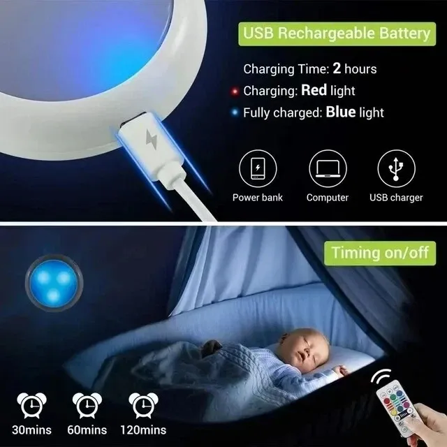 USB Rechangeable RGBW LED Cabinet Light Puck Lights 16Colors Timmer Remote Control 6 Pack - Image 5