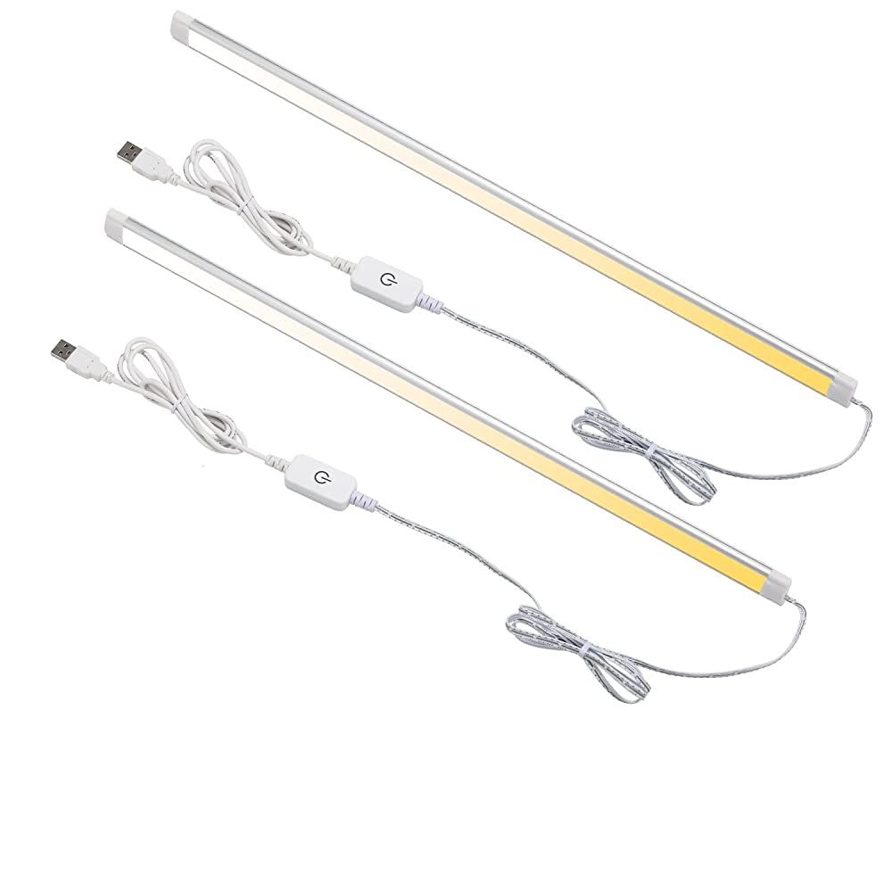 Dimmable Under Cabinet LED Lighting, Smart Touch Memory Function, 5V USB Powered LED Closet Light Bar CCT Color changing (50CM 2 Pack) - Image 1