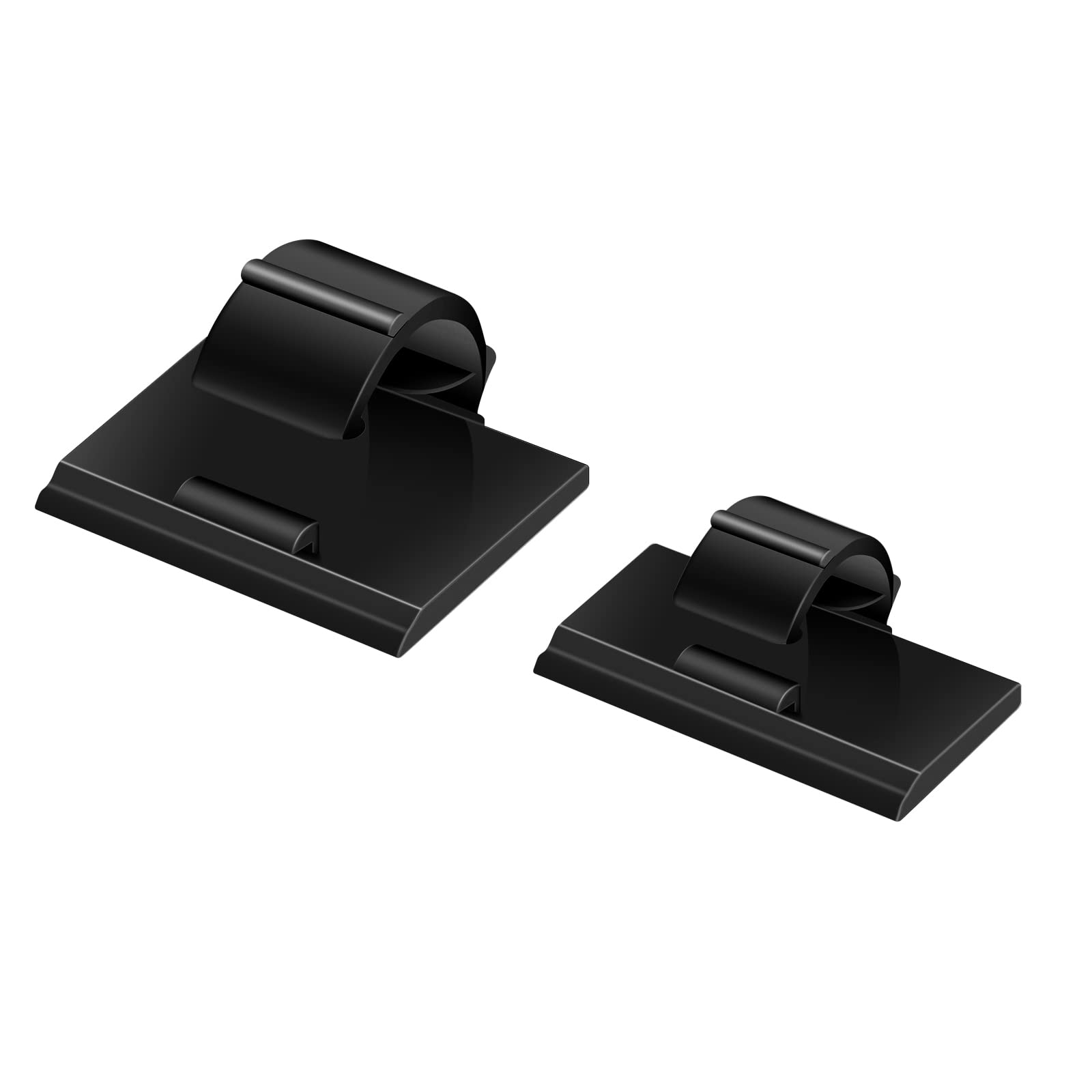 100PCS Cable Clips Black, AIBOO Upgraded Wire Clips Adhesive with 50PCS Small Size & 50PCS Large Size Cable Straps, Mini Cable Wire Management for Handling Under Cabinet Lighting with Cords - Image 1