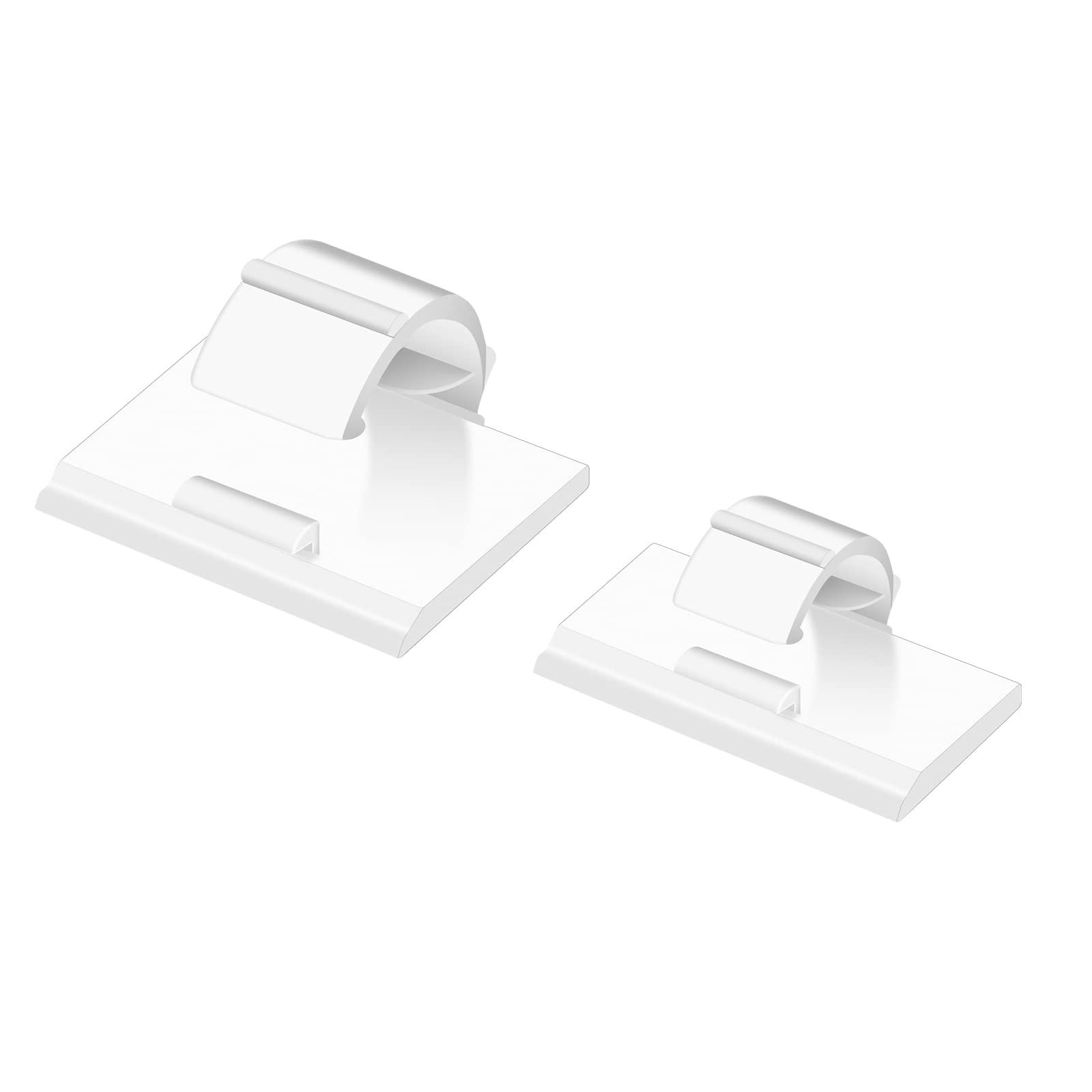 100PCS Cable Clips White, AIBOO Upgraded Wire Clips Adhesive with 50PCS Small Size & 50PCS Large Size Cable Straps, Mini Cable Wire Management for Handling Under Cabinet Lighting with Cords - Image 1