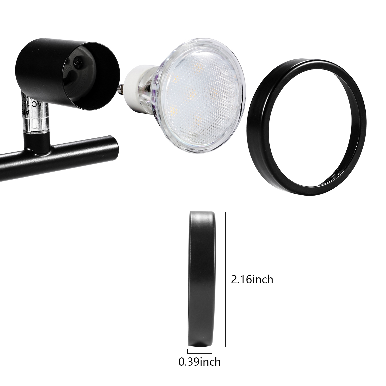 6 Pack GU10/MR16 Bulb Decorative Trim Rings, Heat Insulation Anti-Scald Protective Rings for Track Lighting, Snap-On Spring-Loaded Design (Matte Black) - Image 2