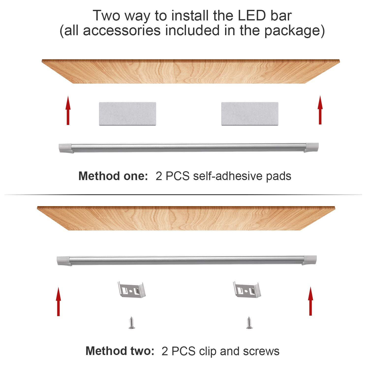 LED Motion Sensor Cabinet Light,2 Pack USB Powered Closet Night Light,20 inch Under Counter Lighting Kit with Automatic Shut Off Timer for Kitchen Pantry Wardrobe Cupboard (Natural White 4000K) - Image 4