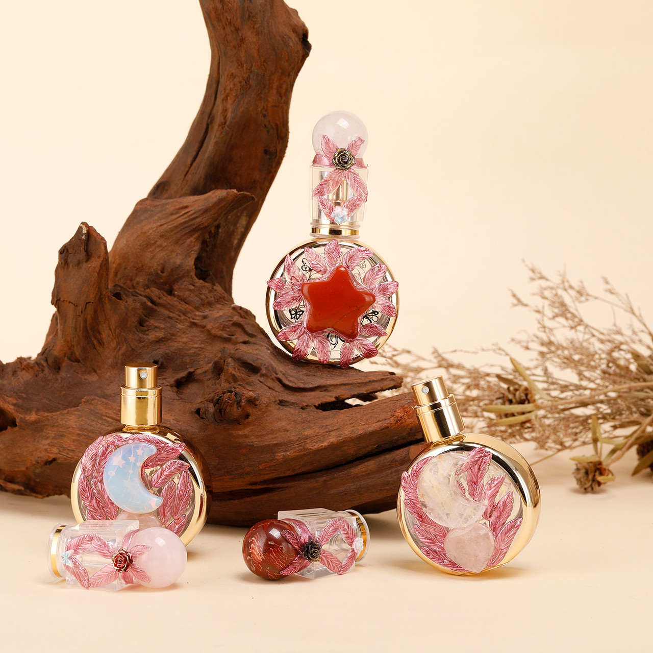 Healing natural crystal perfume bottle(25ml)-rose quartz red jasper - Image 4