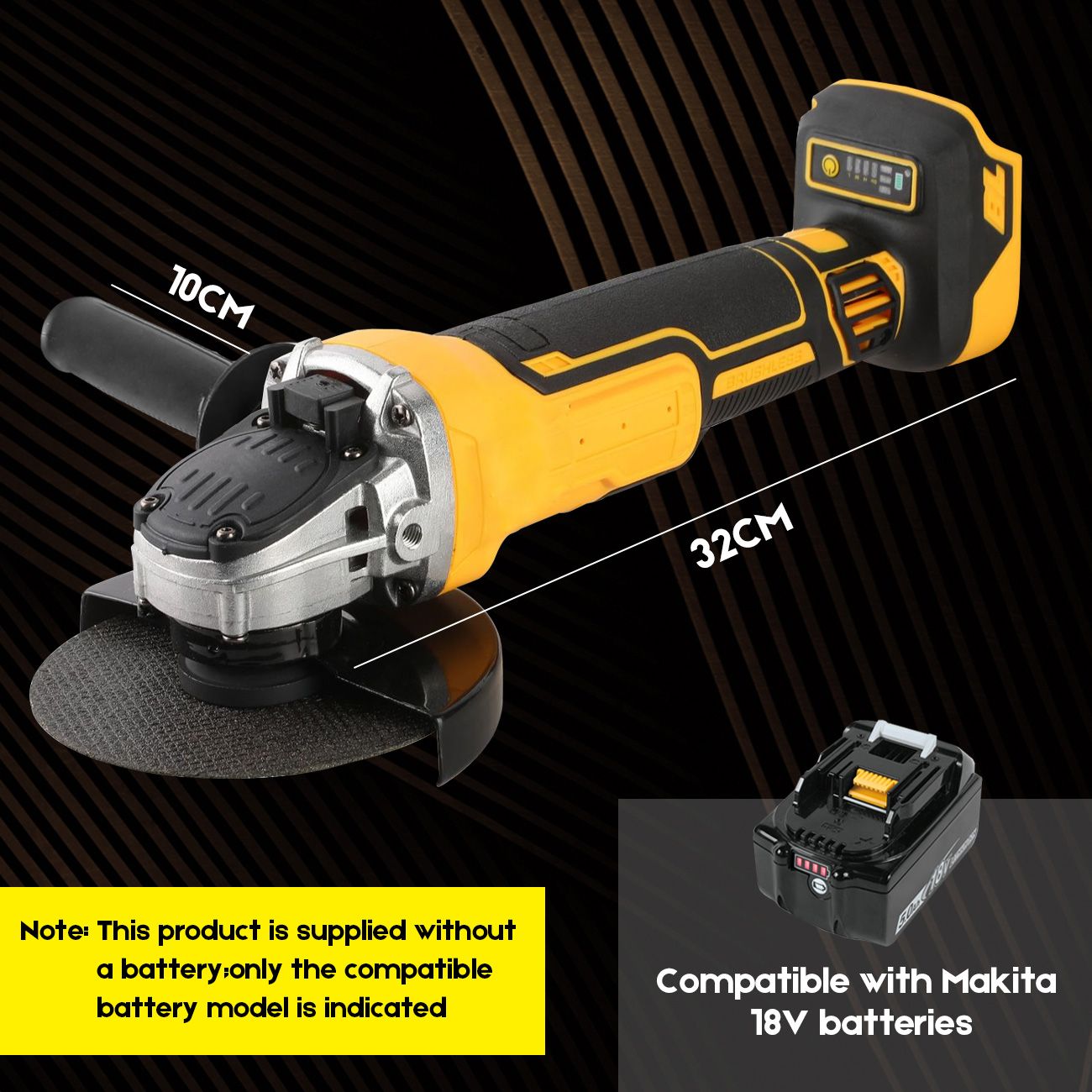 Cordless Angle Grinder 4-1/2 inch for Makita 18V MAX Battery, Grinder Tool, Power Electric Grinders, Brushless Motor for Cutting, Griding, Polishing - Image 2