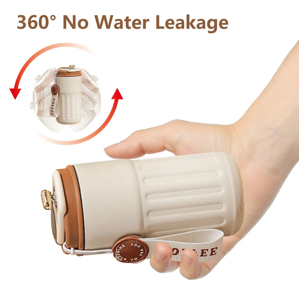 450ml Thermal LED Temperature Display Smart Coffee Cup Insulated Drink Tumbler-Brown - Image 3