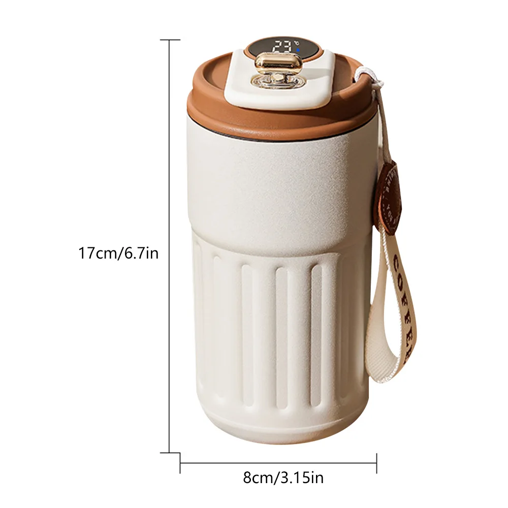 450ml Thermal LED Temperature Display Smart Coffee Cup Insulated Drink Tumbler-Brown - Image 4