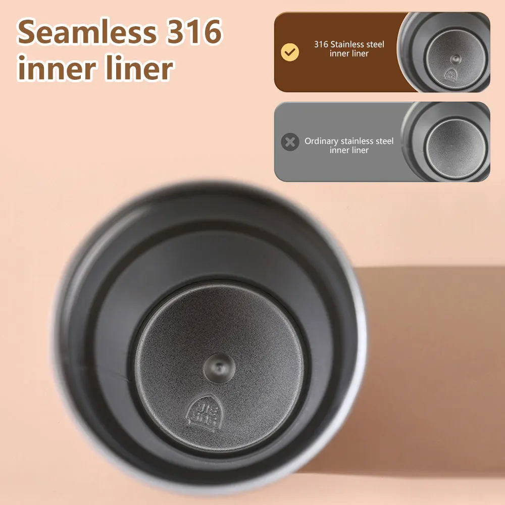 450ml Thermal LED Temperature Display Smart Coffee Cup Insulated Drink Tumbler-Brown - Image 6