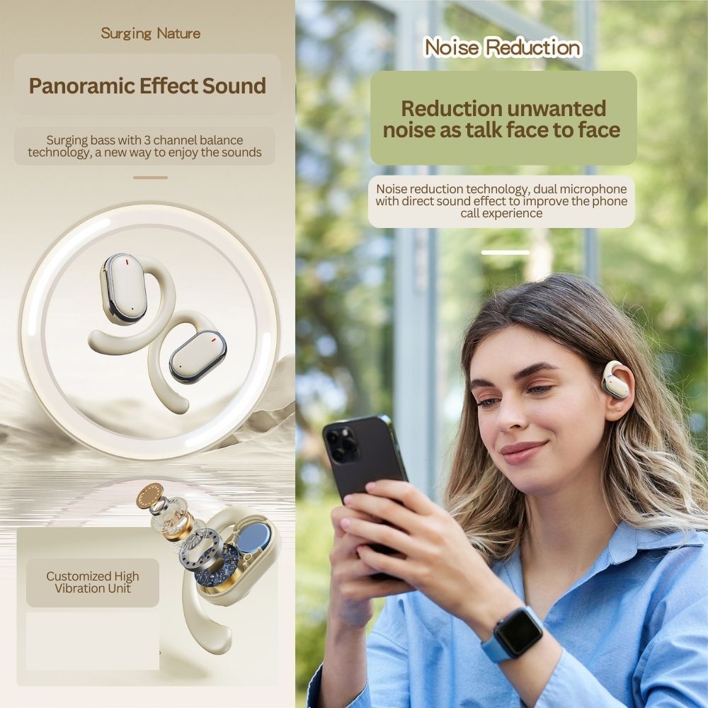 Bluetooth 5.3 Wireless Earbuds Deep Bass Over Ear - Black - Image 4