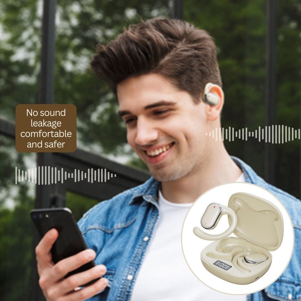 Bluetooth 5.3 Wireless Earbuds Deep Bass Over Ear - White - Image 3