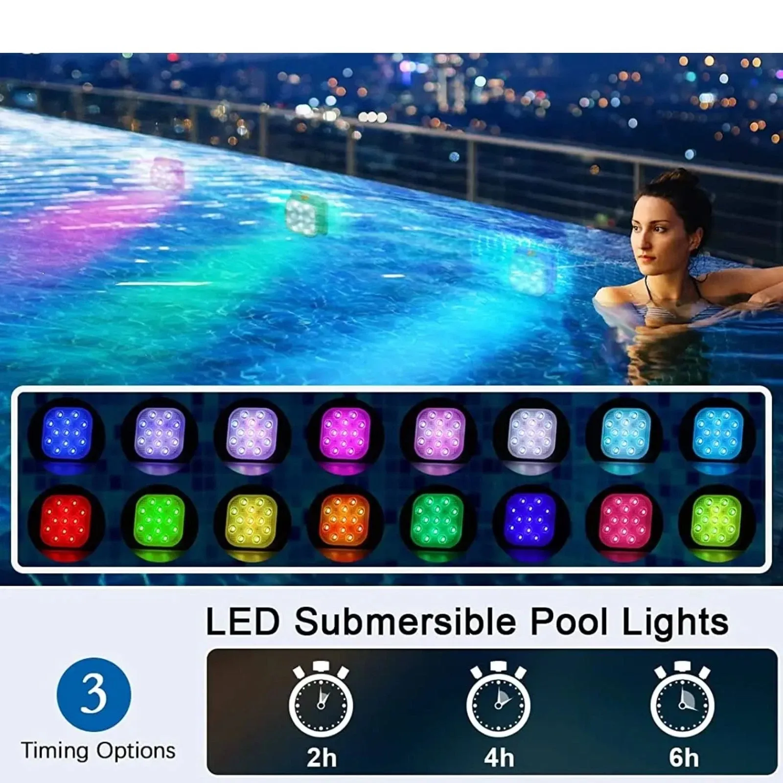 4Pcs Underwater Lights LED Submersible Pool Light Rechargeable with Remove Panel - Image 3