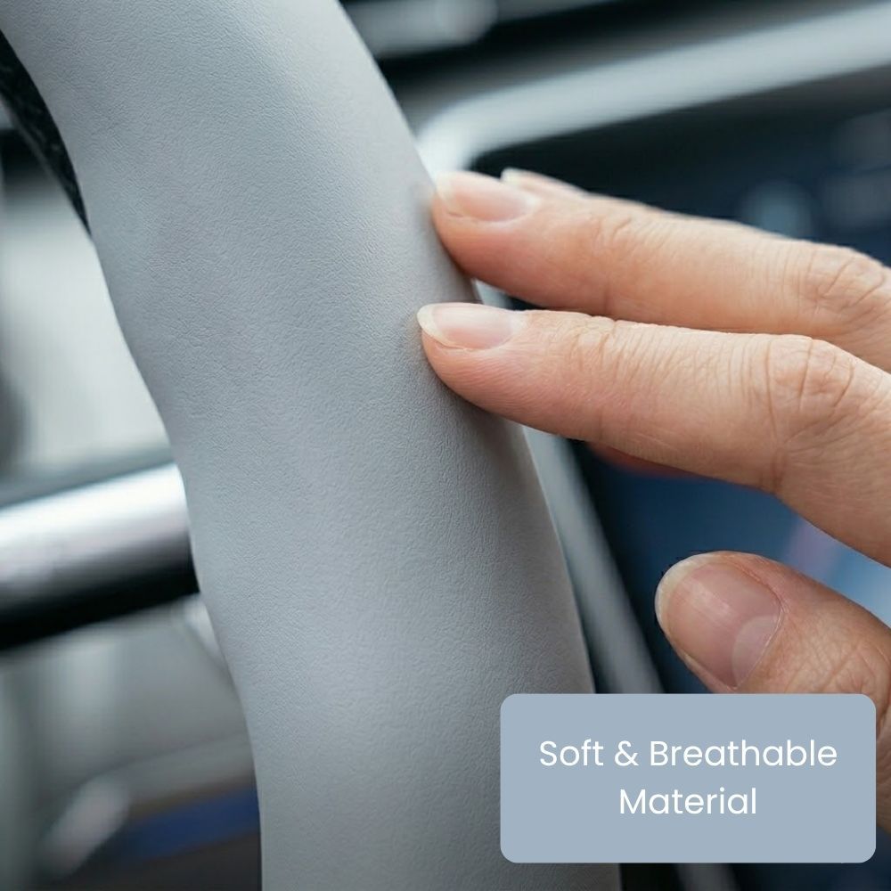 2Pcs Soft Breathable Anti-Slip Faux Leather Steering Wheel Protector Car Cover- Purple - Image 6