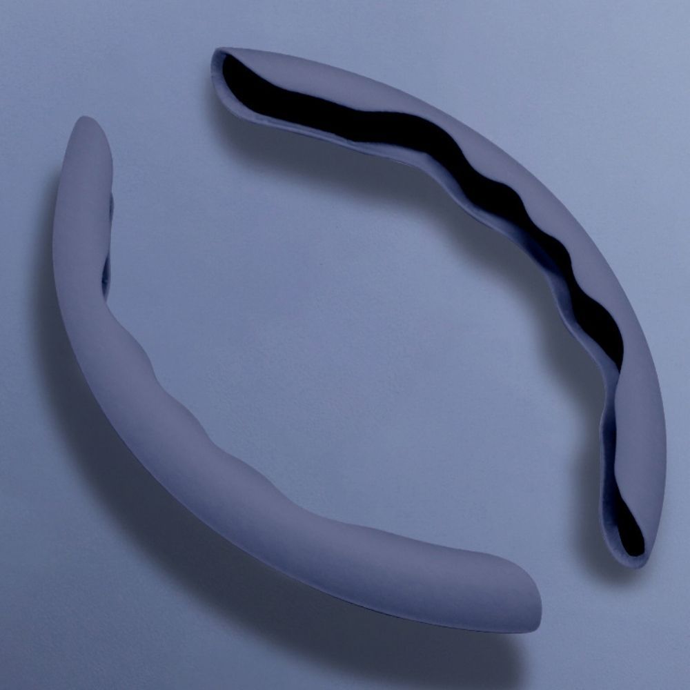 2Pcs Soft Breathable Anti-Slip Faux Leather Steering Wheel Protector Car Cover- White - Image 2