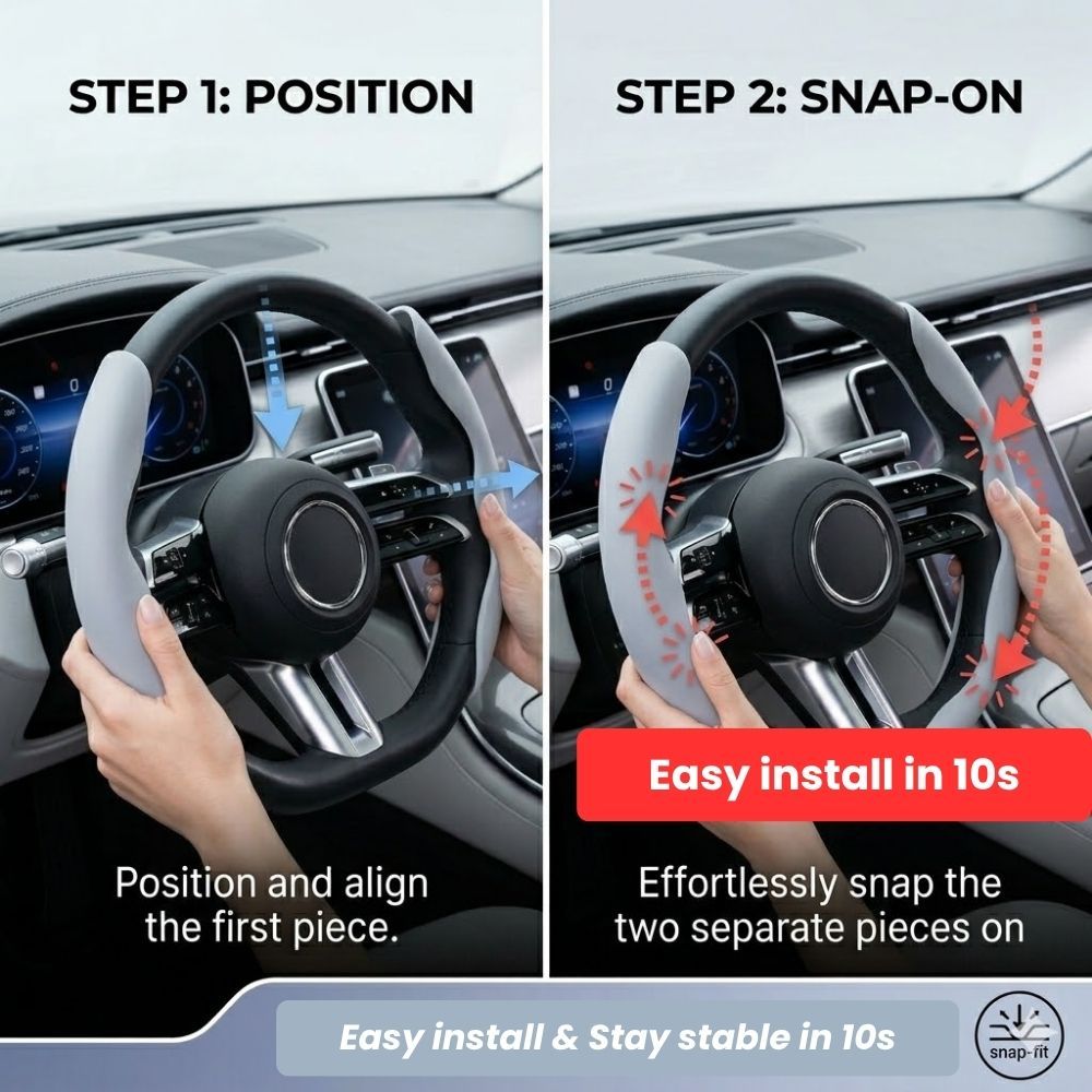 2Pcs Soft Breathable Anti-Slip Faux Leather Steering Wheel Protector Car Cover- White - Image 5