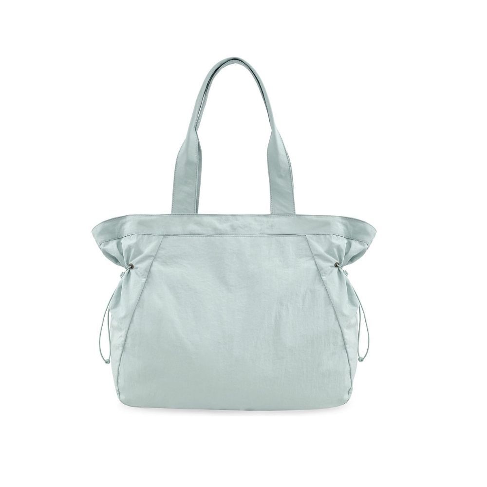 Lightweight Nylon Shopper Tote Bag 18L Side-Cinch Shoulder Bag - Mint - Image 1
