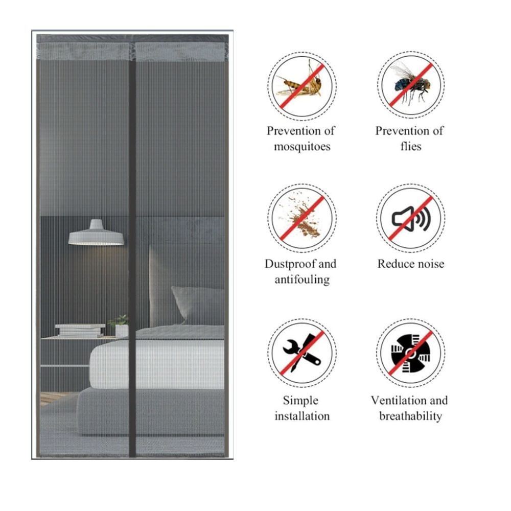 Extra Durable Magnetic Fly Screen Door Anti Mosquito Screen Mesh Curtain Grey-100x230cm - Image 2