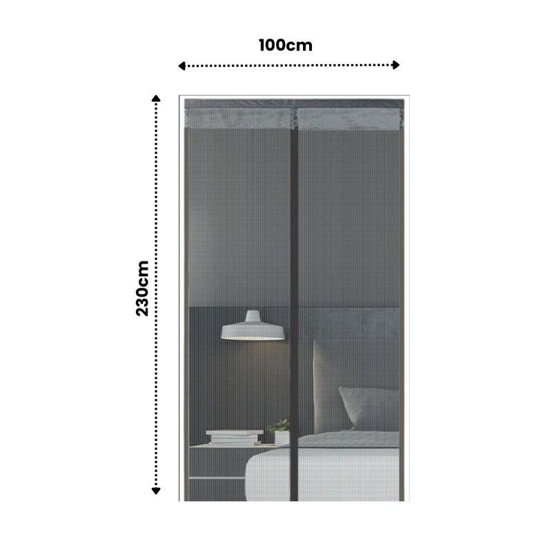 Extra Durable Magnetic Fly Screen Door Anti Mosquito Screen Mesh Curtain Grey-100x230cm - Image 3