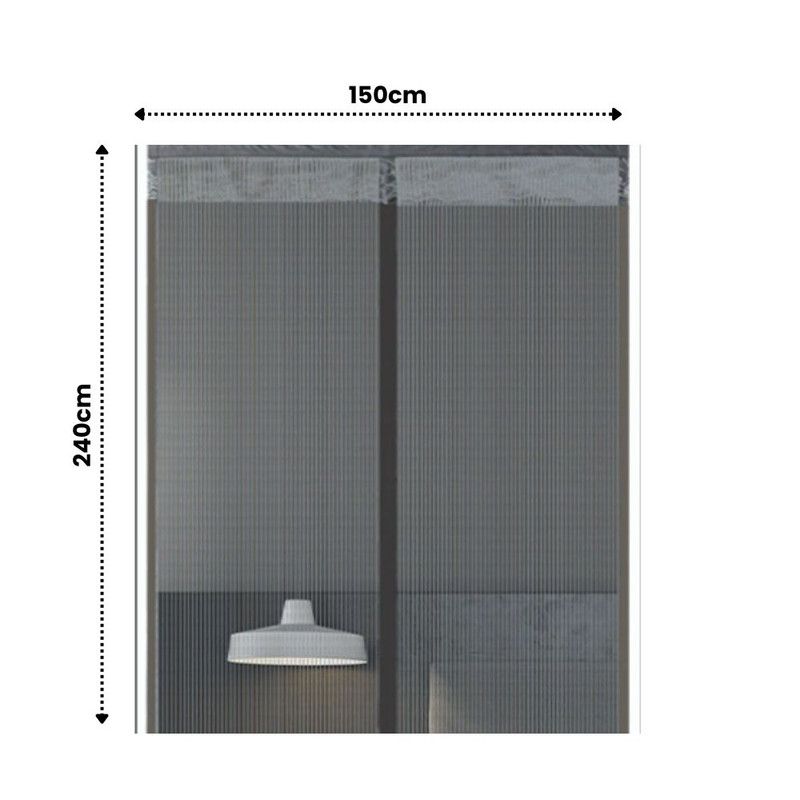 Extra Durable Magnetic Fly Screen Door Anti Mosquito Screen Mesh Curtain Grey-150x240cm - Image 3
