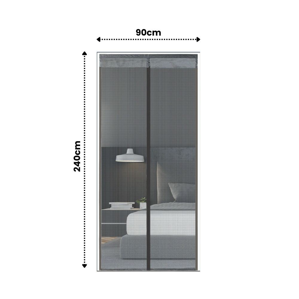 Extra Durable Magnetic Fly Screen Door Anti Mosquito Screen Mesh Curtain Grey-90x240cm - Image 3