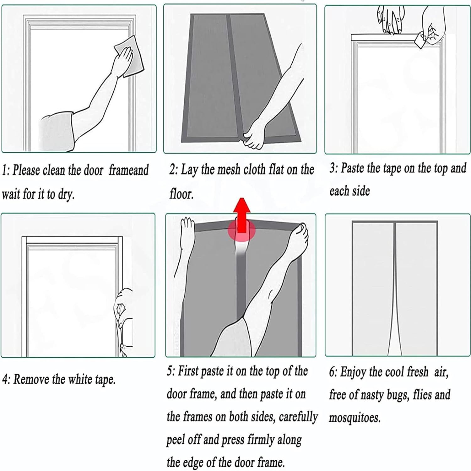 Extra Durable Magnetic Fly Screen Door Anti Mosquito Screen Mesh Curtain Grey-90x240cm - Image 5