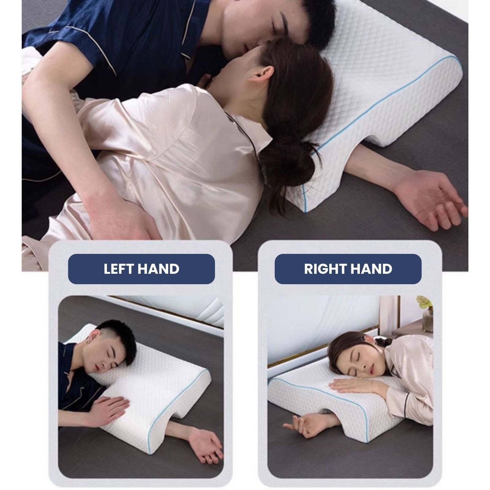 Couple Arch Pillow, Zero Pressure Pillow Slow Rebound No Pressure Hand, Pillow, Couple Sleep Double Memory Pillow-LEFT - Image 4