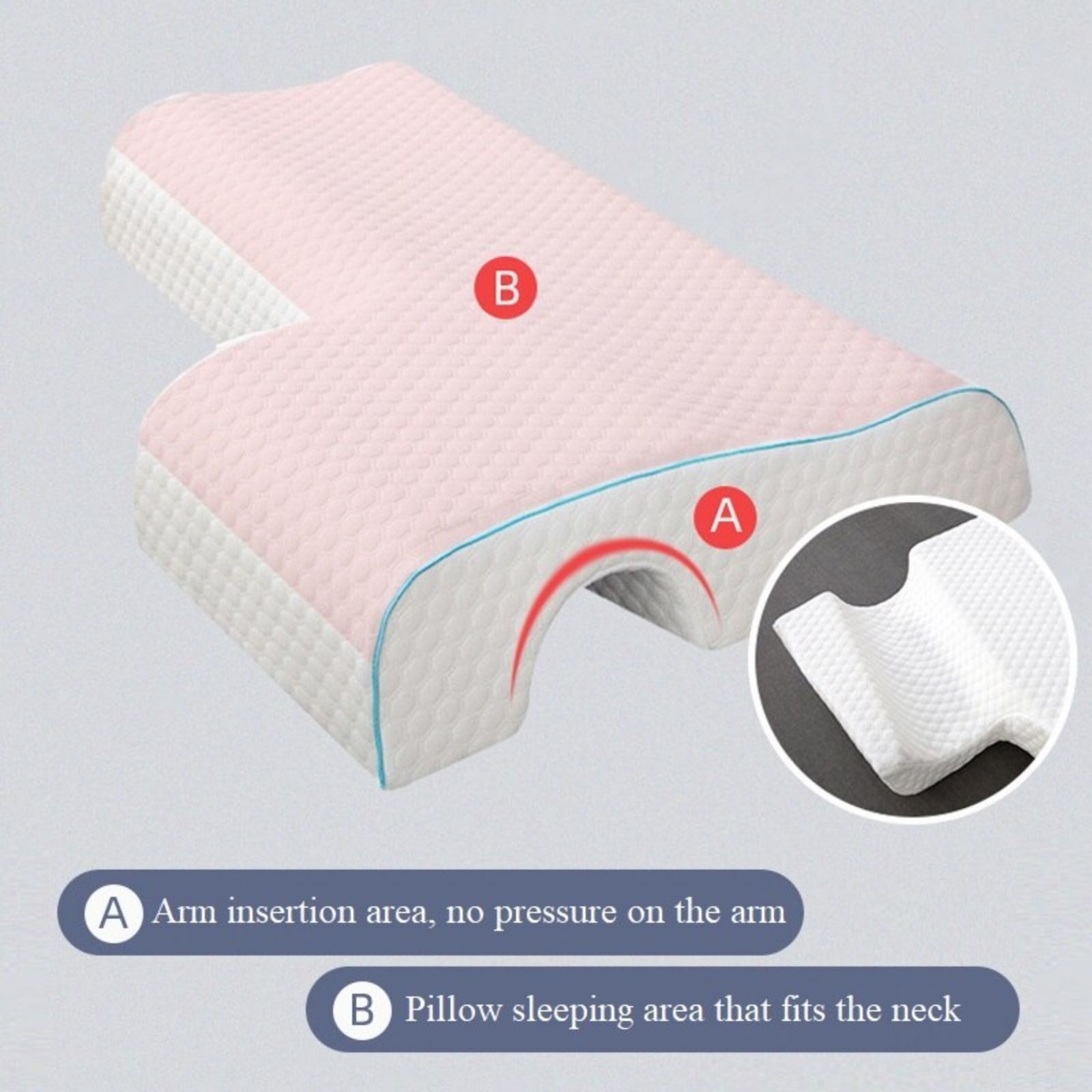 Couple Arch Pillow, Zero Pressure Pillow Slow Rebound No Pressure Hand, Pillow, Couple Sleep Double Memory Pillow-RIGHT - Image 3