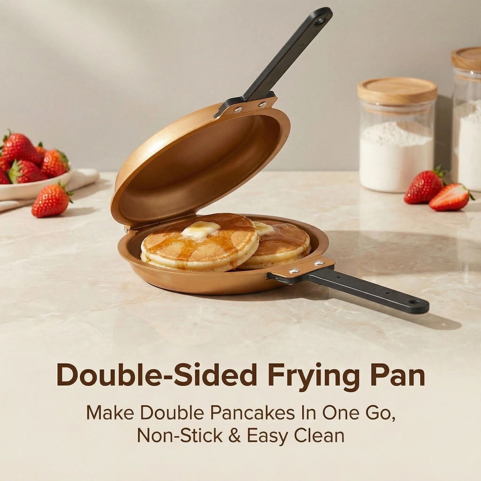 Double Sided Pancake Maker Flip Pan Non-Stick Omelette Egg Frying Pan 15cm - Image 1