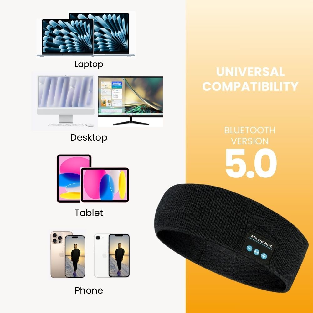 Headset Bluetooth 5.0 Wireless Stereo Earbud Headphone Sports Headband w/Mic-Black - Image 7