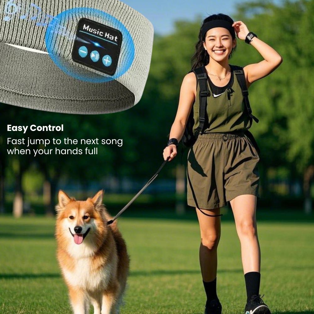 Headset Bluetooth 5.0 Wireless Stereo Earbud Headphone Sports Headband w/Mic-Black - Image 8