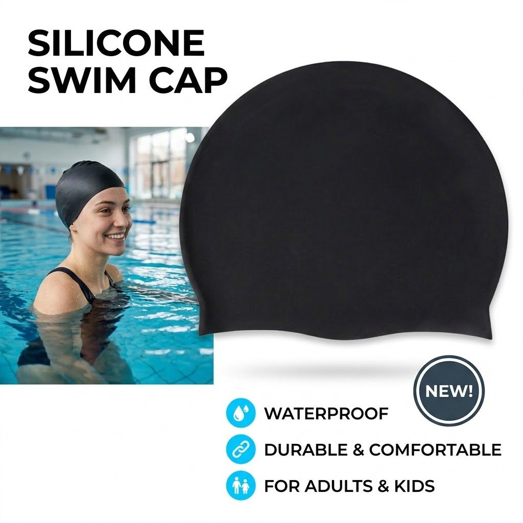 Silicone Swimming Cap Large Waterproof Swim Hat for Long Hair Men Women Adults - Image 1