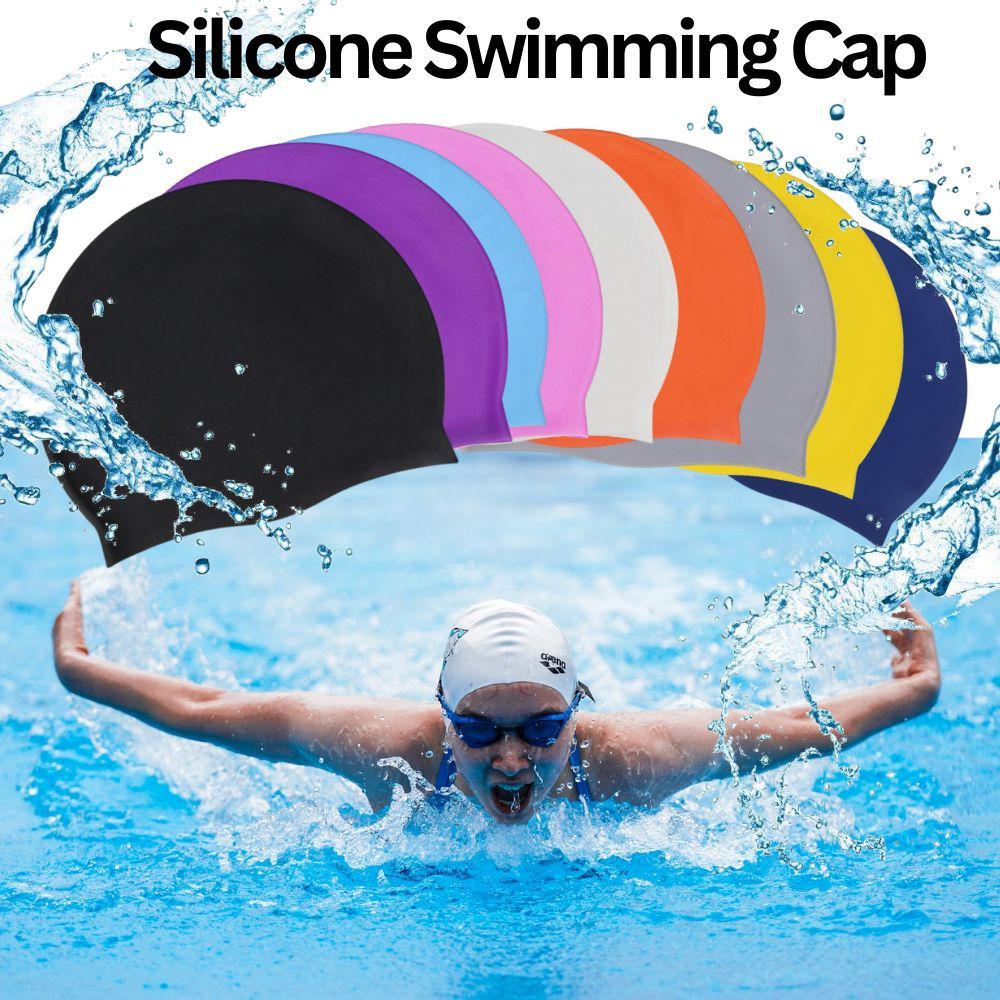 Silicone Swimming Cap Large Waterproof Swim Hat for Long Hair Men Women Adults - Image 2