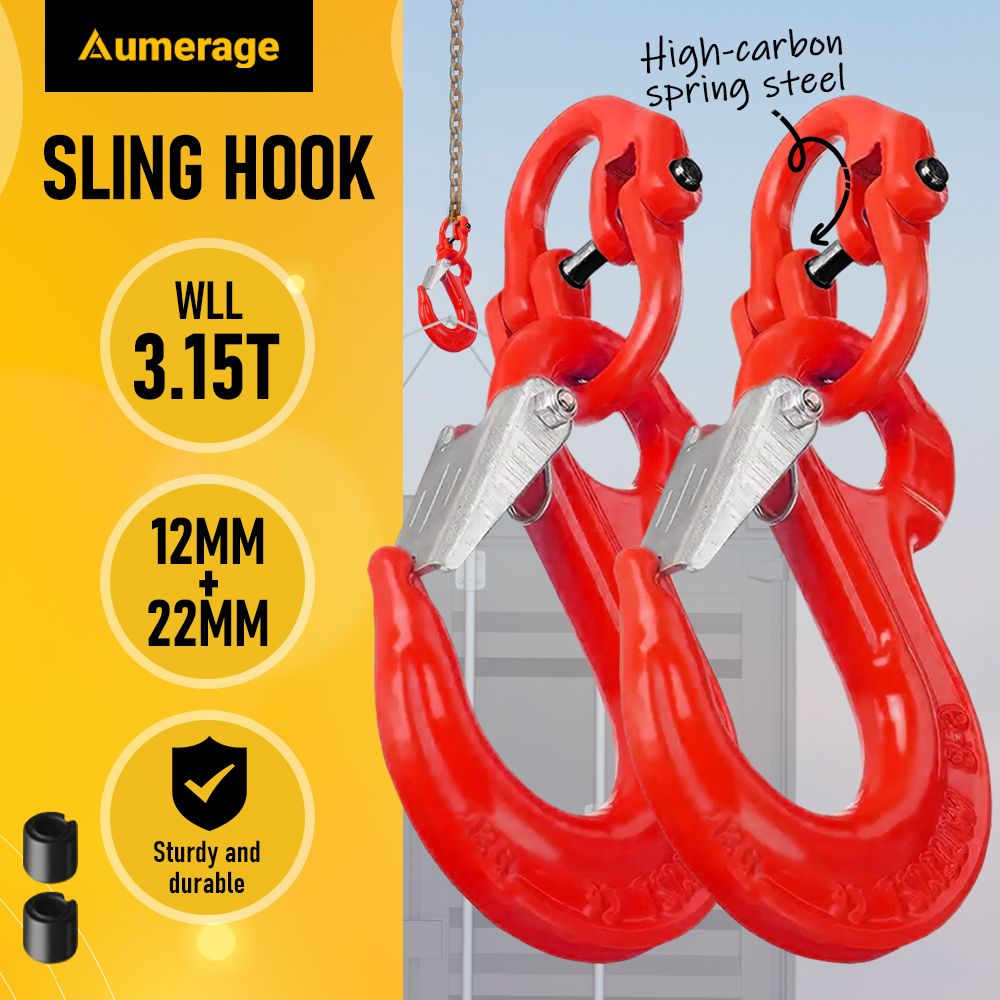 2SET 3.15T Sling Hook Heavy Duty Hammerlock/Slip Hook Kit With Swivel Winch & Safety Latch - Image 1