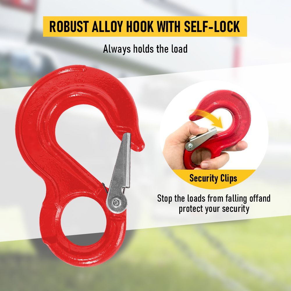 2SET 3.15T Sling Hook Heavy Duty Hammerlock/Slip Hook Kit With Swivel Winch & Safety Latch - Image 6