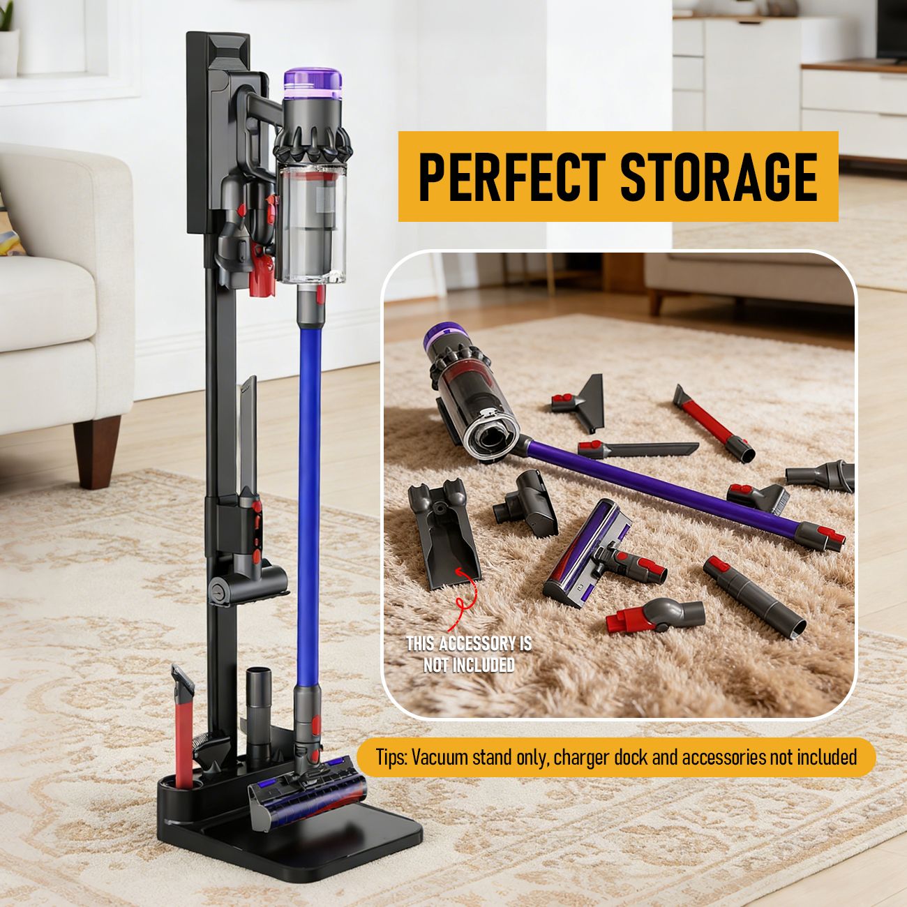 Freestanding Holder for Dyson Vacuum Stand – Suitable for Dyson V6 V7 V8 V10 V11 V12 V15 Vacuum Cleaners - Image 3