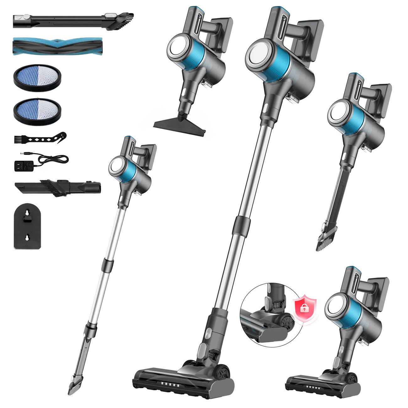 8-in-1 Cordless Vacuum Cleaner 2 Modes Anti-Tangle Brush For Pet Hair On Hardwood Floors & Carpets - Image 1