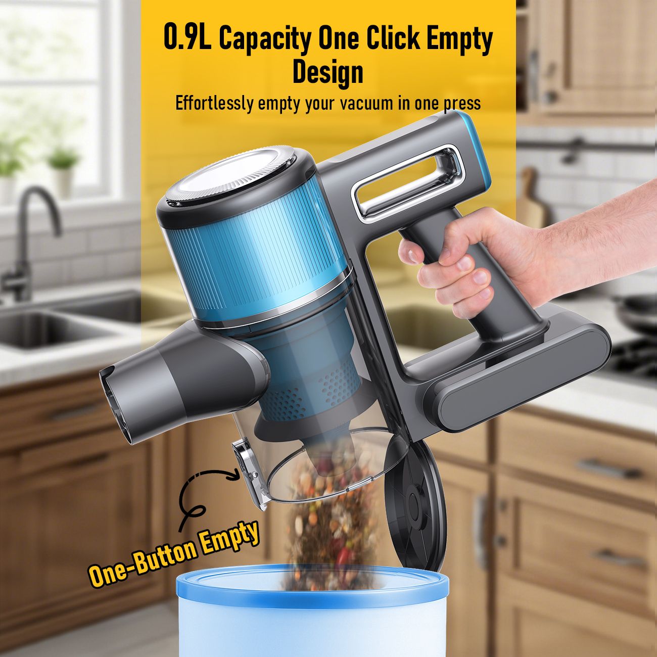 8-in-1 Cordless Vacuum Cleaner 2 Modes Anti-Tangle Brush For Pet Hair On Hardwood Floors & Carpets - Image 3