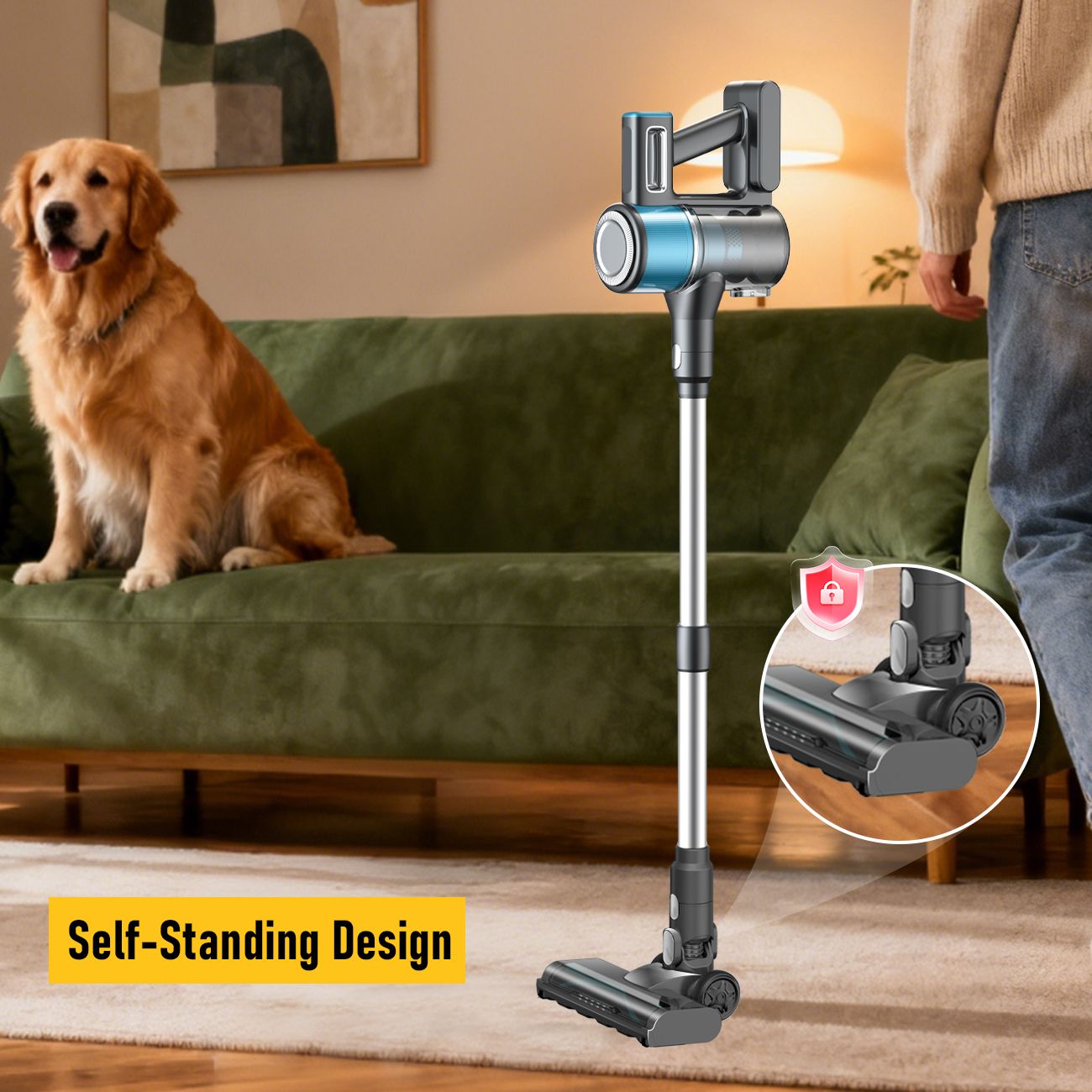 8-in-1 Cordless Vacuum Cleaner 2 Modes Anti-Tangle Brush For Pet Hair On Hardwood Floors & Carpets - Image 7
