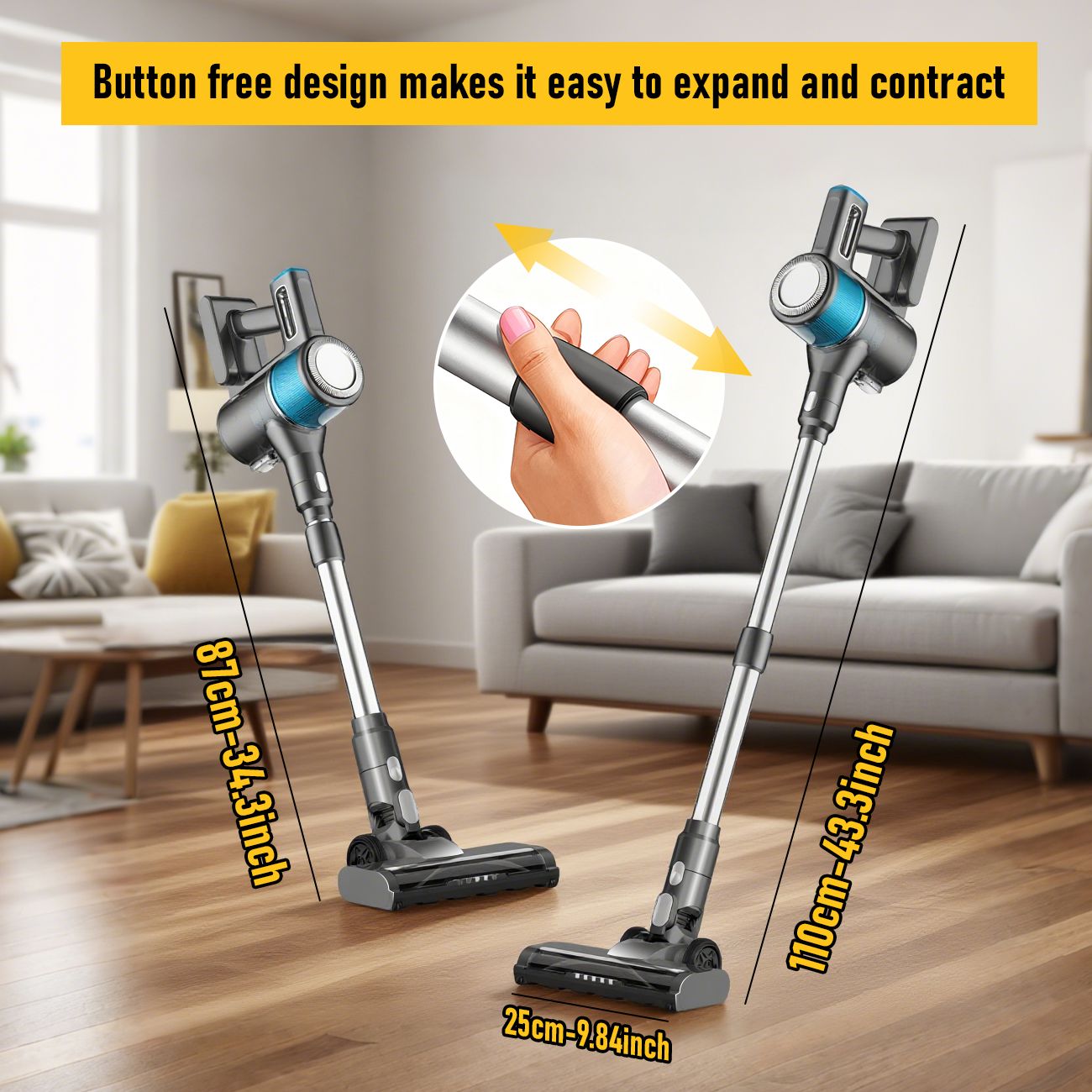 8-in-1 Cordless Vacuum Cleaner 2 Modes Anti-Tangle Brush For Pet Hair On Hardwood Floors & Carpets - Image 8