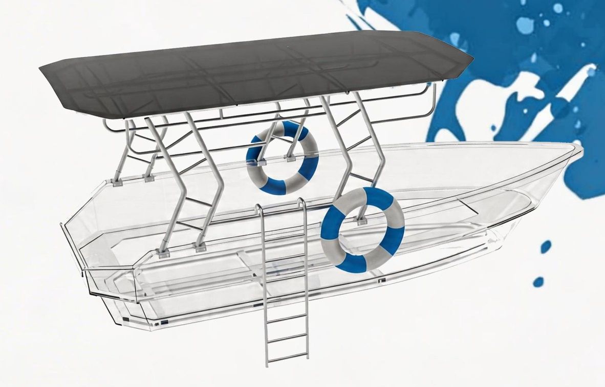 5.6m (12-Person) Smart Electric Power Transparent Boat - Image 1