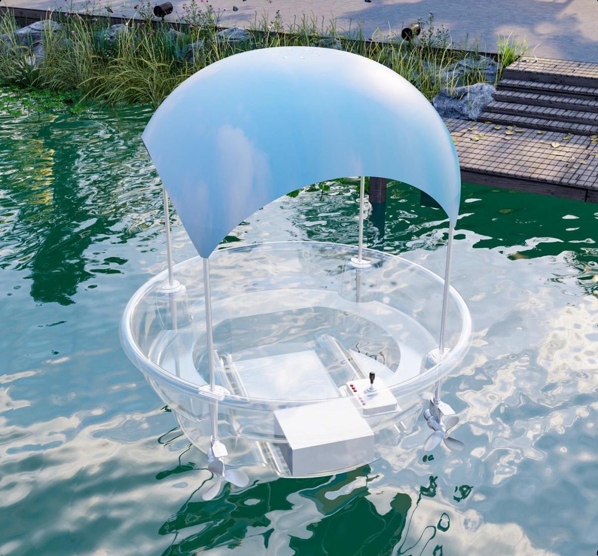 2.5m (5-Person) Smart Electric Power Round Transparent Boat - Image 1