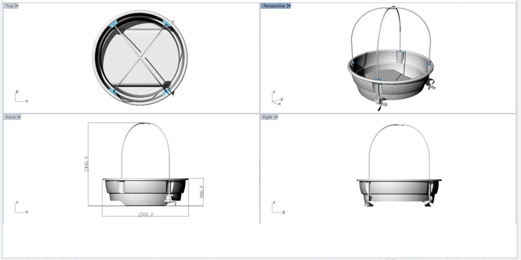 2.5m (5-Person) Smart Electric Power Round Transparent Boat - Image 3