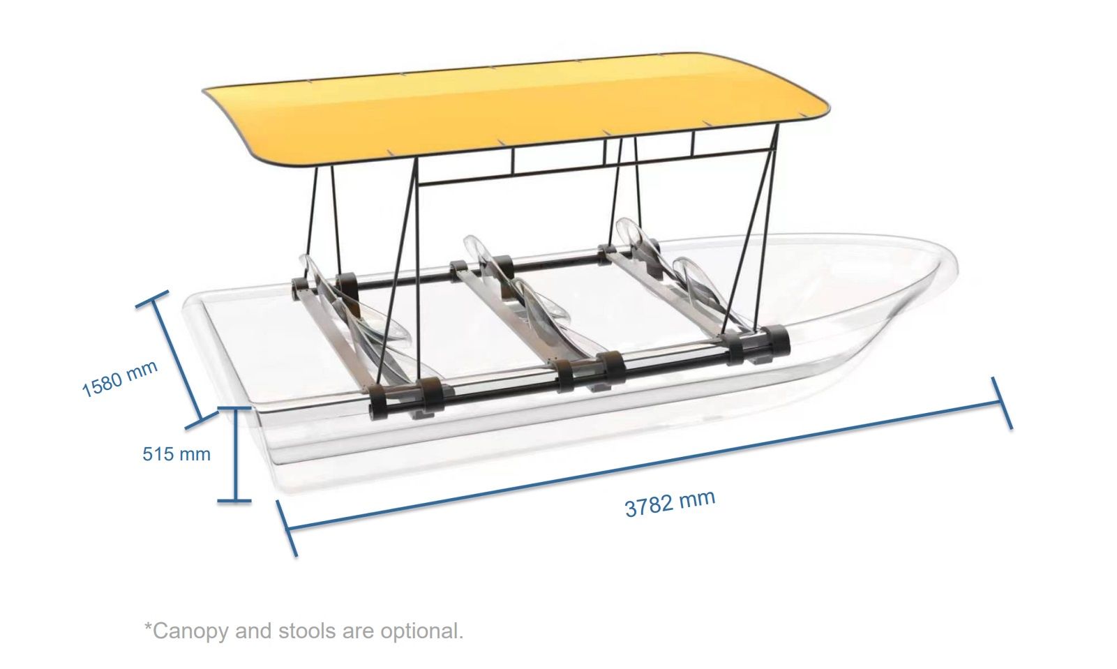 3.7m (5-Person) Smart Electric Power Transparent Boat - Image 2