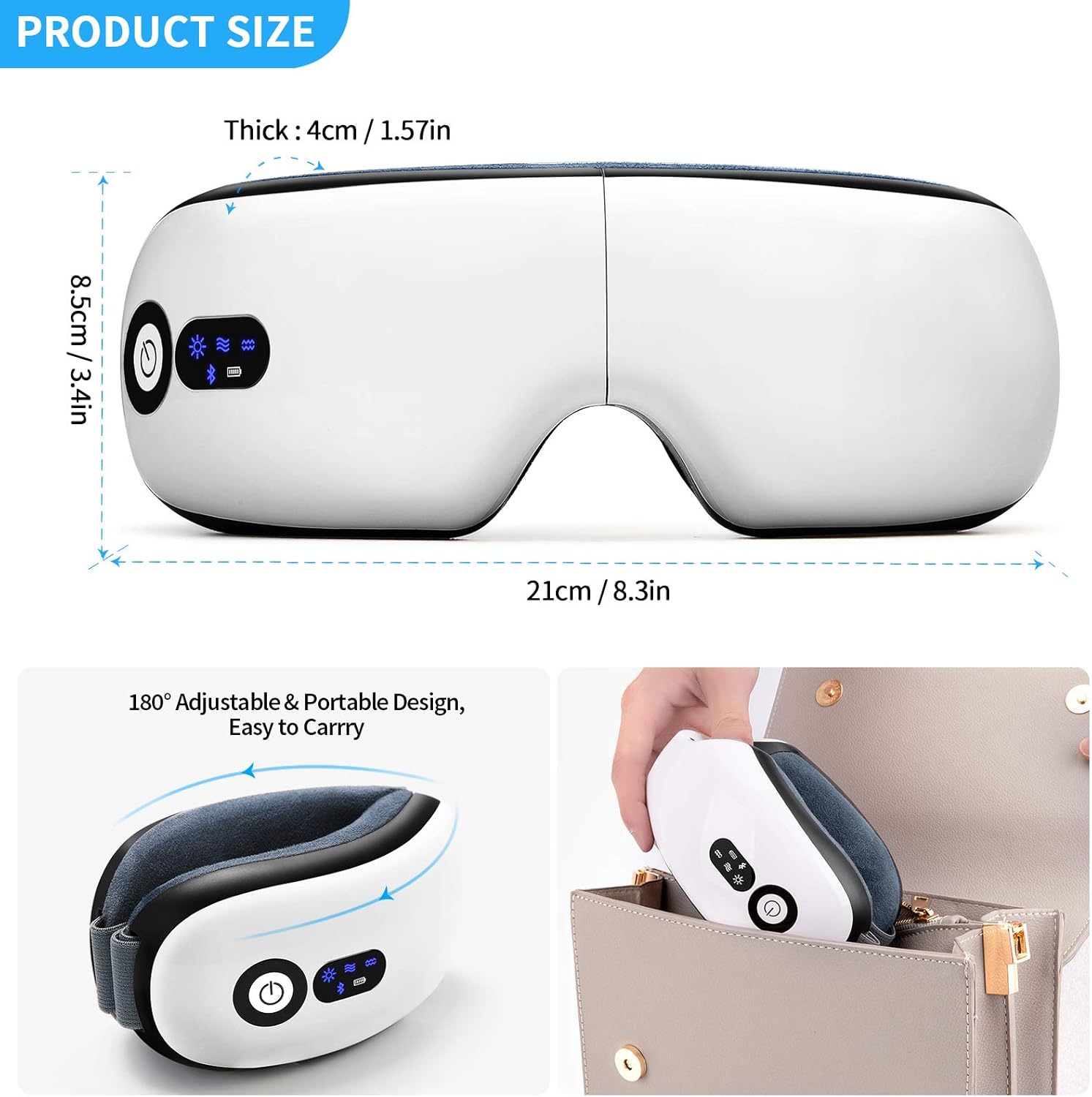 Eye Massager with Heat, Vibration and Warm Compress, Smart Sleeping Eyes Mask with Bluetooth Can Connect with Phone for Music - Image 6