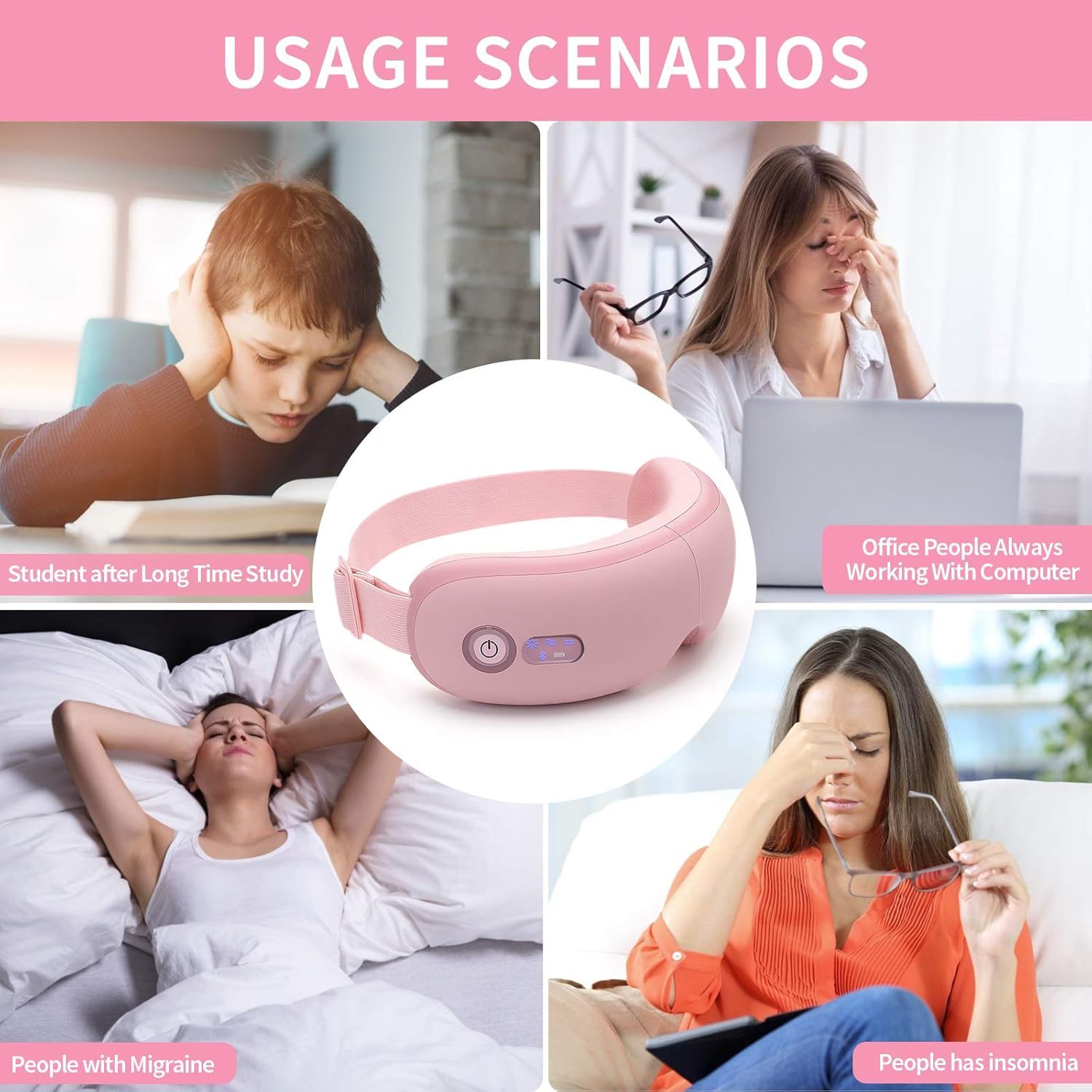 Eye Massager with Heat, Vibration and Warm Compress, Smart Sleeping Eyes Mask with Bluetooth Can Connect with Phone for Music,Gift for Mother's Day - Image 5