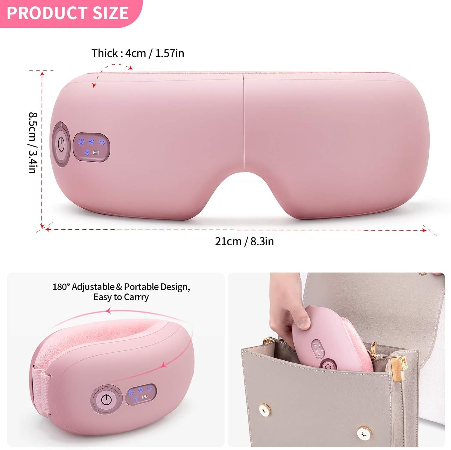 Eye Massager with Heat, Vibration and Warm Compress, Smart Sleeping Eyes Mask with Bluetooth Can Connect with Phone for Music,Gift for Mother's Day - Image 7