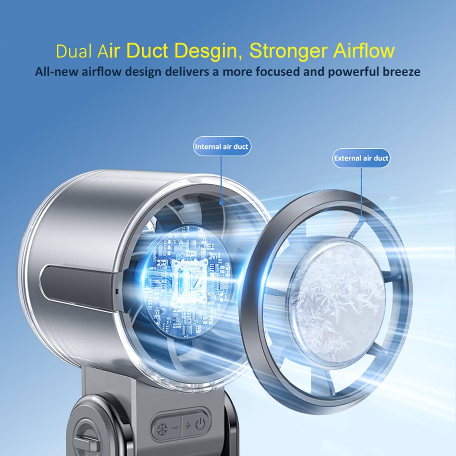 Portable Handheld Fan, Rechargeable Battery Powered with High-Speed Turbo for Strong Wind & Rapid Cooling, Aesthetic Design Hand Fan - Image 3