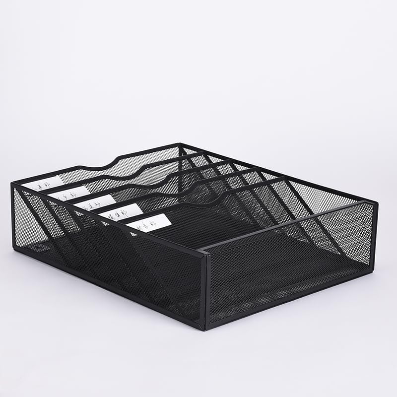 6 Tier Desktop File Organiser, Wall Mount Magazine Rack, Mesh Desk Organizer, Vertical Hanging Document Tray for Stationery, Mail, Paper and Letter Envelope, Book Holder - Image 7