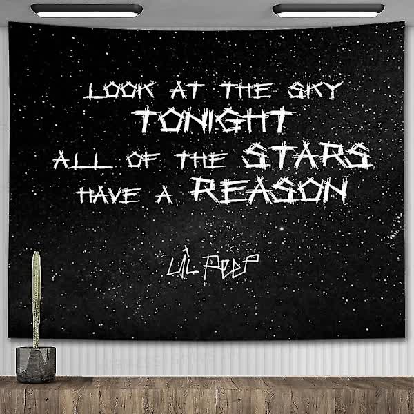 Lil Peep Wall Tapestry Look at the Sky Aesthetic Room Decoration Black Hippie Wall Hanging 90x70cm - Image 1