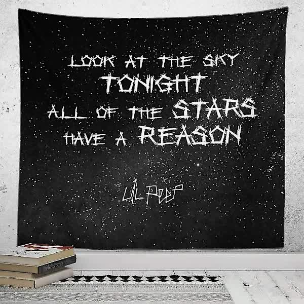 Lil Peep Wall Tapestry Look at the Sky Aesthetic Room Decoration Black Hippie Wall Hanging 90x70cm - Image 2