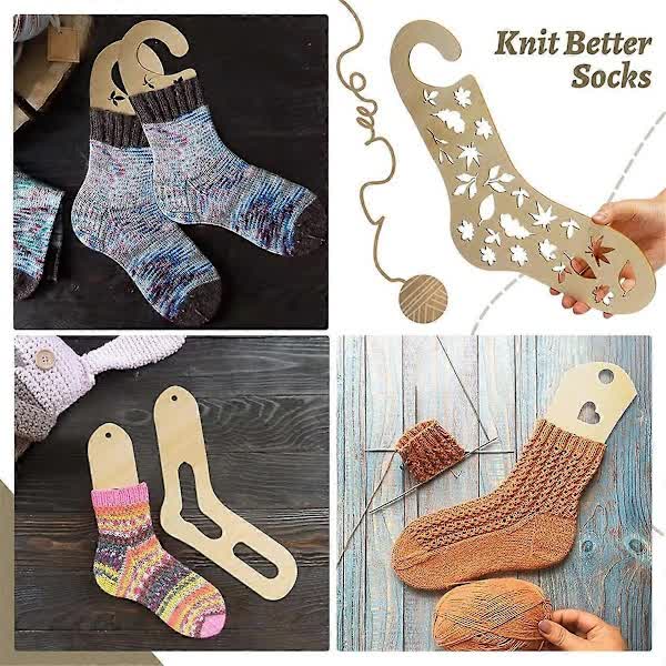 Wooden Sock Blockers for Knitting, Adjustable, 6 pcs Knitting Blockers - Image 3